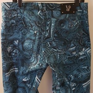 Versace colorful detail statement in jeans.